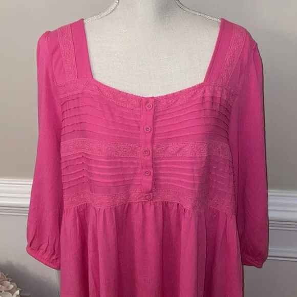 Torrid Pink Mini Rayon Slub Pintuck Neck Skater Dress Size 2X (18-20) NWT - Picture 4 of 14